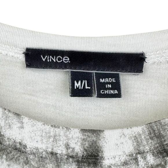 Vince Tie Dye Gray White Short Sleeve Layering Lightweight Edgy T-Shirt - Picture 9 of 9